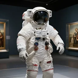 astronaut in museum 1 9 9 0, painting, rennaisance, cinematic lighting