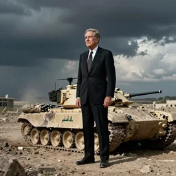 George H.W. Bush destroys Iraq, historical photo