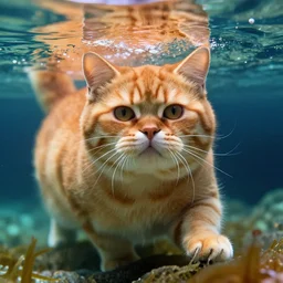 orenge fat cat, underwater photography and light scattering, water refractions turned out impressive imho,