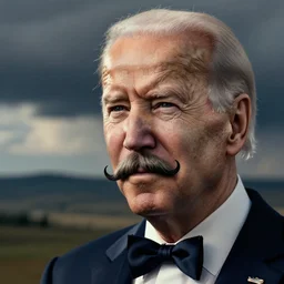 Joe Biden with a charlie chaplin mustache