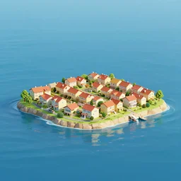 a neighborhood floating on the ocean