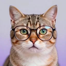 a cat with glasses. digital art. high quality. high accuracy. psychedelic style.