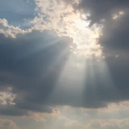 Sunlight piercing through clouds, octane render, volumetric lighting, 4K
