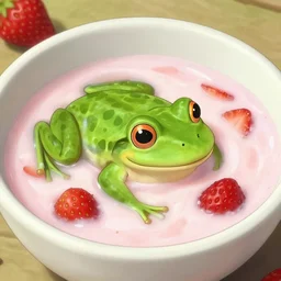 frog drowning in strawberry yogurt, real