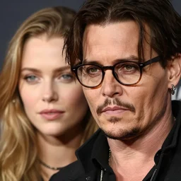 johnny depp with his new girlfriend ginger hair woman detailed face detailed 8 k