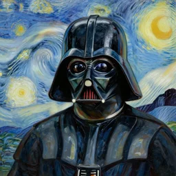 darth vader by van gogh, highly detailed, oil painting portrait