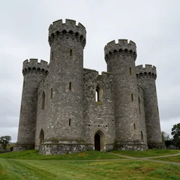 celtic castle, 4 towers, photorealistic, hyper detailed, picture taken from the ground, first person perspective, realistic