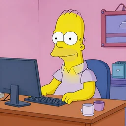 mr. burns from the simpsons sitting at a desk