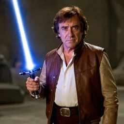 movie still of Danny DeVito as Luke Skywalker with lightsaber