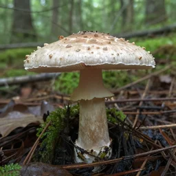 A realistic photo of a mushroom in a forest