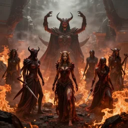 souls trying to escape hell. professionally retouched, soft lighting, fire, realistic wide angle, sharp focus, 8 k high, 6 4 megapixel, insanely detailed, intricate, elegant, art by artgerm and wlop