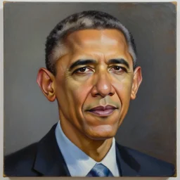 A Beautiful Dignified Portrait of President Barack Obama, painted by Kahinde Wiley, oil on canvas