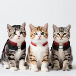 1 9 8 0's color photo of three kittens in star wars costumes, fighting with light sabers, fighting big black cat
