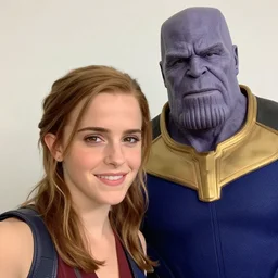 a selfie of emma watson with thanos