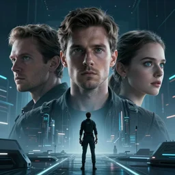 futuristic minds. realistic cinematic movie poster.