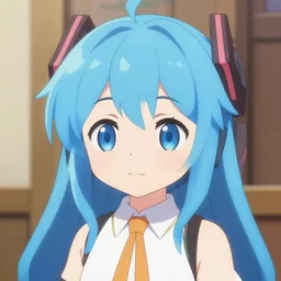 cute anime girl with blue hair