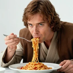 obi - wan kenobi slurping up spaghetti