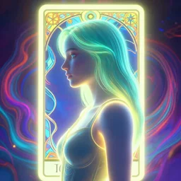 side portrait, imogen poots neon paladin, gloomhaven, soft, smooth, luminescent, art nouveau tarot, backlit glow, colorful swirly ripples, gaudy colors, aesthetic octane render, unreal engine, 8 k, by greg rutkowski, jesper ejsing, rhads, ilya kuvshinov, cushart krenz