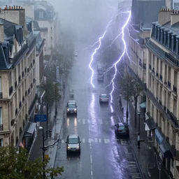 4 k hd, high resolution photograph of streets of paris, rain, mist, shot with sigma f / 4. 2, 2 5 0 mm sharp lens, wide shot, isometric view, volumetric lightning, high level texture render
