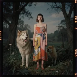 kodak portra 4 0 0, wetplate, photo of a surreal artsy dream scene,, girl, animal, unique fashion, photographed by paolo roversi style