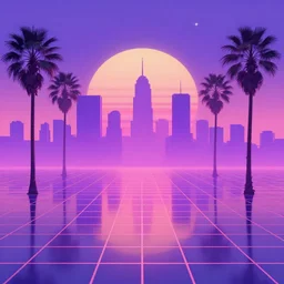 retro vaporwave sunset skyline grid palm trees purple and pink bing chilling