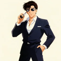 Retro James Bond movie poster in style of anime