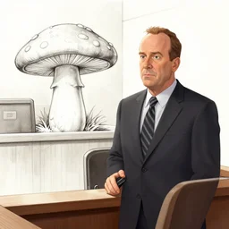 a court sketch of saul goodman defending vineshroom in court, sketch art, court sketch art, saul goodman
