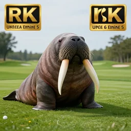 a walrus on a golf course, fantasy artwork, hd, hdr, ue 5, ue 6, unreal engine 5, cinematic 4 k wallpaper, 8 k, ultra detailed, high resolution, artstation, award winning