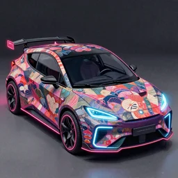 detailed aptera vehicle, neon operator, cyberpunk futuristic neon, decorated with traditional japanese ornaments by ismail inceoglu dragan bibin hans thoma greg rutkowski alexandros pyromallis nekro rene maritte illustrated, perfect, fine details, realistic shaded