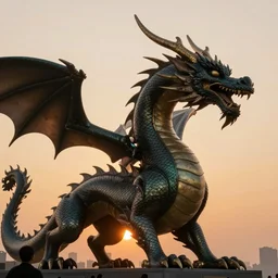 you won't believe it, i just saw a huge dragon, it's very huge, sunset behind, it is very huge, modernism, digital art, fantasy art, trending on artstation, octane render, 3 d, volumetric lightening, lossless quality