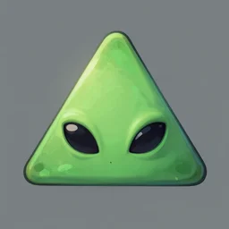 triangle shaped alien head with three eyes, artstation