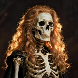 Portrait of a necromancer skeleton by greg rutkowski, Mandy Jurgens