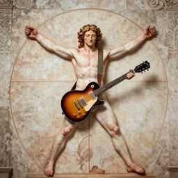 vitruvian man with electric guitar