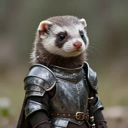 a cute anthropomorphic ferret dressed up as a knight in dark armour, hyperdetailed, artstation, cgsociety, 8 k