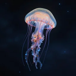 unknown undiscovered jellyfish swimming in outer space nebula, 4 k, ultra detail, ultra realistic, 8 k, octane render, unreal engine, beeple