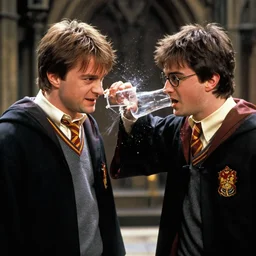 harry potter smashing a muggle in the face with a glass