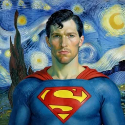 A portrait of Superman, in the style of Vincent van Gogh
