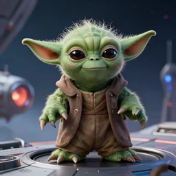 snapshot of evil yoda on spaceship in star wars, trending on artstation, award winning, clear, ultra detailed