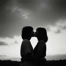 A kiss in the sky, ethereal, b&w, 35mm film!!!!!!!!, are-bure-boke!!!!!!!!, by Daido Moriyama!!!!!!