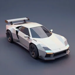 3 d low poly model of synthwave cyberpunk car by paul lehr an james gurney
