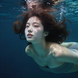 glowwave korea woman underwater, au naturel, hyper detailed, digital art, trending in artstation, cinematic lighting, studio quality, smooth render, unreal engine 5, octane, art style by klimt and nixeu and ian sprigger and wlop and krenz cushart.