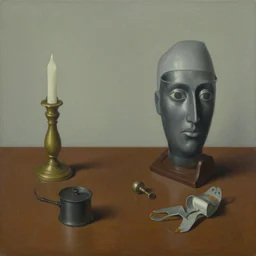 useless objects. surrealistic painting.
