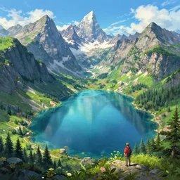 mountain lakes, highly detailed, magic fantasy, digital art, vibrant colors, trending on artstation, andreas rocha, sylvain sarrailh, studio ghibli, darek zabrocki, finnian macmanus, dylan cole, liang mark, albert bierstadt, sung choi, peter mohrbacher, greg rutkowski