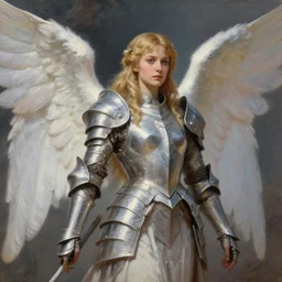 beautiful realistic oil painting of esmeralda in angelic armor, high fantasy, dungeons and dragon artwrok, by john berkey, by peter mohrbacher
