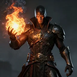 a portrait of dark king casting fire - ball and shoot it, cyberpunk concept art, trending on artstation, highly detailed, intricate, sharp focus, digital art, 8 k
