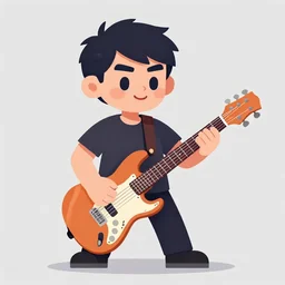 a 2 d guitarist character design, vector art, digital art, portrait, 4 k, 8 k, sharp focus, smooth, illustration, concept art
