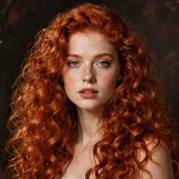 Red-haired woman with long curly red hair. Art by Wayne Barlowe.