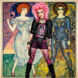 cute punk goth fashion fractal young Debbie Harry posing by Zhang Jingna, punk poster art by Victor Moscoso Dan Mumford Kilian Eng Hannah Jeffrey Smith Rick Griffin Alphonse Mucha Gustav Klimt Ayami Kojima Amano Charlie Bowater