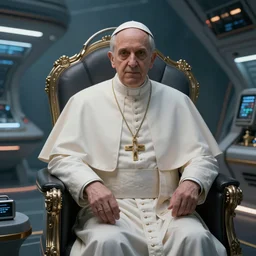 The Pope in futuristic spaceship, hyperdetailed, artstation, cgsociety, 8k