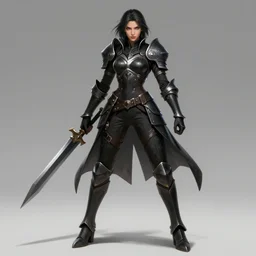 A female league of legends character, fullbody art, wearing fully kitted black armor, character concept, dynamic posing, 8k, trending on artstation